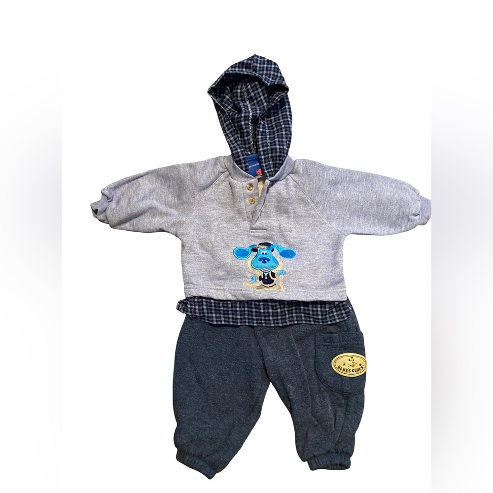RARE Vintage Y2K Blues Clues 2 Piece Hoodie & Jogger Set Infant Size 12 Months